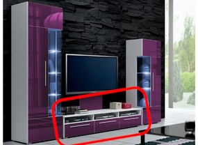LUGANO TV asztal, fehér/magasfényű lila