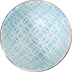 ORNAMENTS tálka 240 ml, kék-fehér arany szegéllyel