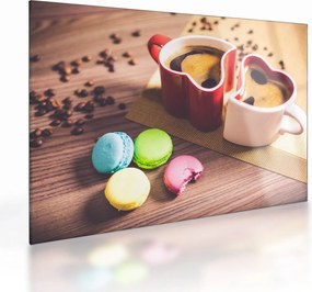 Kávé és a macaroon képe (üvegen) (70x50 cm)