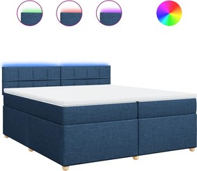 vidaXL kék szövet rugós ágy matraccal 200 x 200 cm