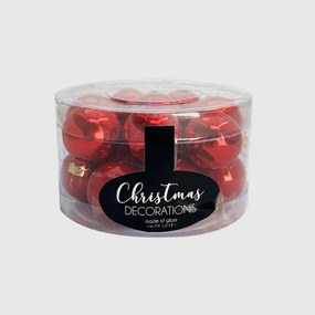 Piros karácsonyi üveggömb szett, 3 cm, 16 db