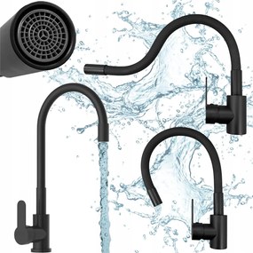 Konyhai csaptelep Fekete Rugalmas Hajlítható Kifolyócső Elba mosogató csaptelep