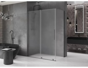 Mexen Velar, tolóajtós zuhanykabin 160 x 100 cm, 8 mm-es matt üveg, polírozott grafit, 871-160-100-31-66