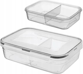 Ételtároló Doboz Osztott Kétrekeszes Ebédhez Légmentesen Záródó 1L