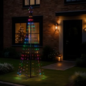 Karácsonyi állólámpa fekete 240 cm LED RGB IP44-gyel, távirányítóval - Nagi