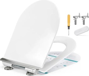 SONGMICS D-formájú Duroplast WC-ülőke Lecsapódásgátlóval és Fogantyúval, 300 kg Teherbírás