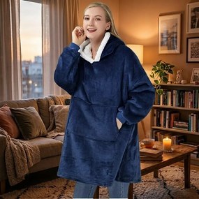 VERK Ujjakkal és kapucnival ellátott takaró - Huggle Hoodie - blue