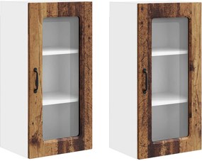 vidaXL Konyhaszekrény Kalmar 2 pcs Öreg fa 40 x 31 x 80 cm Faanyag