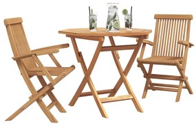 vidaXL Kert étkező szett 3 pcs Barna Tömör Akácfa
