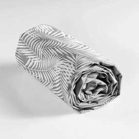 Fehér-szürke gumis pamut lepedő 160x200 cm Botania – douceur d'intérieur