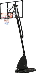 SPORTNOW Kültéri Kosárlabda Karika Kerekes Állvánnyal 107x70cm Háttámla, Mobil Kosárlabda Karika Állvánnyal, Állítható Magasságú Karika 236-293 cm, Ko