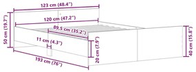füstös tölgy színű ágykeret fej- és lábtámlával 120 x 190 cm