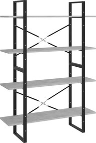 vidaXL négyszintes betonszürke szerelt fa könyvszekrény 100x30x140 cm
