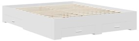 vidaXL Ágykeret fiókkal fejtámlával Fehér 160 x 200 cm Faanyag