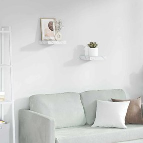 vidaXL Falpolc tárolóval 2 pcs Fehér márvány 23 x 23,5 x 4 cm Faanyag