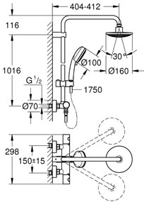 GROHE 27922000 - TEMPESTA COSMOPOLITAN 160 mm fényes króm zuhanyrendszer