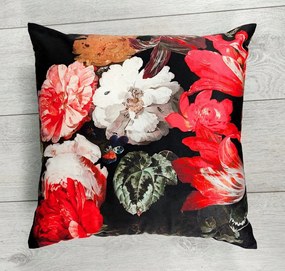 Bársony párnahuzat 3d virágok 45x45 velúr bársony