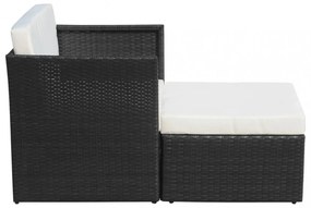 fekete kerti polyrattan szék zsámollyal