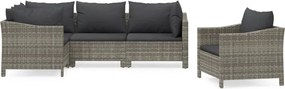 vidaXL 5 részes szürke polyrattan kerti ülőgarnitúra párnákkal