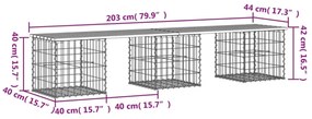 tömör duglászfenyő gabion kerti pad 203x44x42 cm