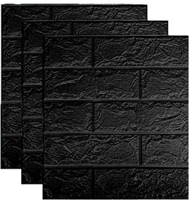 50X Panelek Mesterséges Tapéta Tégla Csempe Fekete 35X35CM, 3D Dekoráció