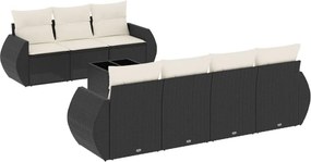 vidaXL 8 részes fekete polyrattan kerti ülőgarnitúra párnákkal
