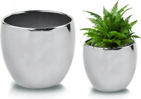 Fedő kerámia dekoratív ezüst virággömb 20x20cm