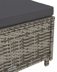 szürke polyrattan napozóágy sötétszürke párnával