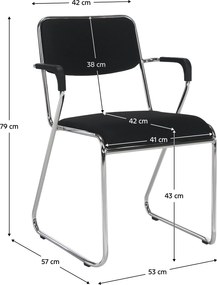 Tárgyolószék, fekete háló, DERYA NEW