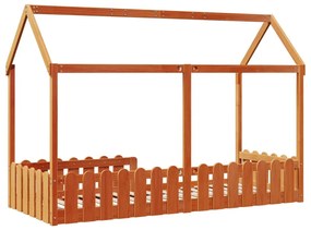 viaszbarna tömör fenyőfa házikó gyerekágykeret 80 x 200 cm