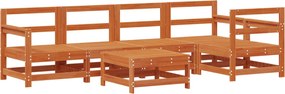 vidaXL Kerti lounge szett 6 pcs Viaszbarna Tömör fenyő