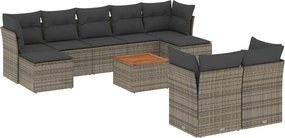vidaXL 10 részes szürke polyrattan kerti ülőgarnitúra párnákkal