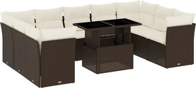 vidaXL 10 részes barna polyrattan kerti ülőgarnitúra párnákkal