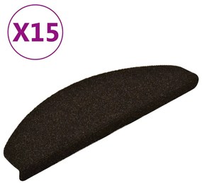 15 db sötétbarna tűlyukasztott öntapadó lépcsőszőnyeg 65x21x4cm