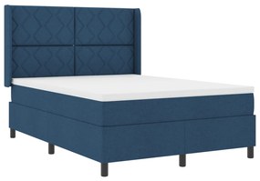 Boxspring Ágy Matrac &amp; Kék LED 140x190 cm Szövet