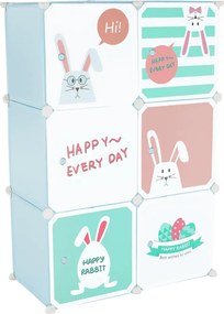 Gyerek szekrény, kék/gyerek minta, EDRIN