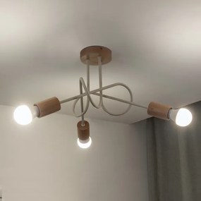 Felületre szerelt csillár OXFORD 3xE27/15W/230V fenyő/krémszínű