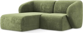 Zöld zsenília sarokkanapé (bal oldali-heverő résszel) Lani – Makamii