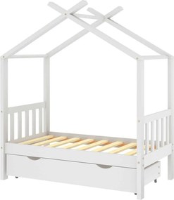 vidaXL fehér tömör fenyőfa gyerekágykeret fiókkal 70 x 140 cm