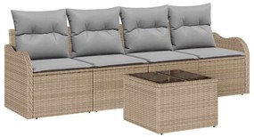 vidaXL Kerti Kanapé Szett Bézs polirattan