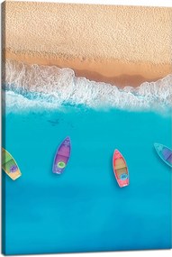 Vászonkép Csónakok a parton Homok Víz 40x60 cm Ideális ajándék