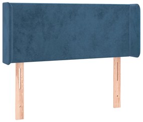 sötétkék bársony fejtámla szárnyakkal 103x16x78/88 cm