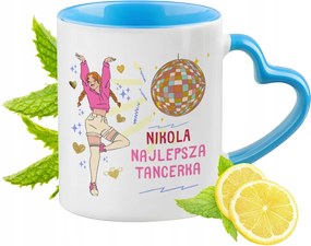 Kék bögre szív alakú füllel Nikolának Ideális Ajándék