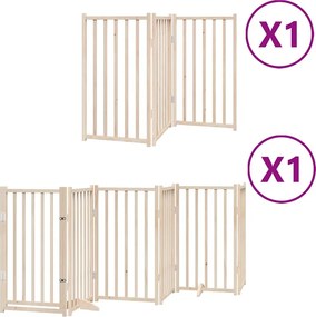 vidaXL nyárfa 9 paneles összecsukható kutyakapu ajtóval 450 cm
