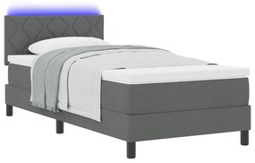 Box Spring Ágy Matraccal &amp; LED Sötétszürke 90x200 cm Szövet
