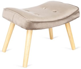 Füles Fotel Lábtartóval Bézs Bársony Kárpittal. LOZANO 2