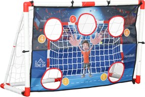 HOMCOM Gyermek Kültéri Kézilabda Kapu, 5 Célzóna, Felfújható Kézilabda, Pumpa, U Alakú Földi Cövekek, Könnyű Váz | Aosom