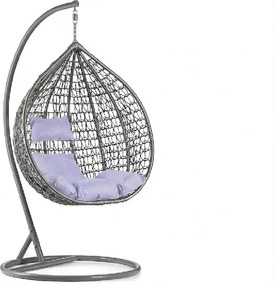 Szürke függő szék KOKON állvánnyal, világos párna