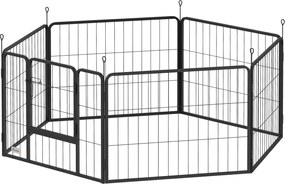 PawHut Kiskutya Játszókerítés 60 cm Magas, 6 Darabos DIY Kutya Játszókerítés Ajtóval, Szabadon Kóborló Kerítés Kistestű Kutyák Számára, Acél, Szürke |