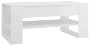 Magasfényű fehér szerelt fa dohányzóasztal 102x55x45 cm